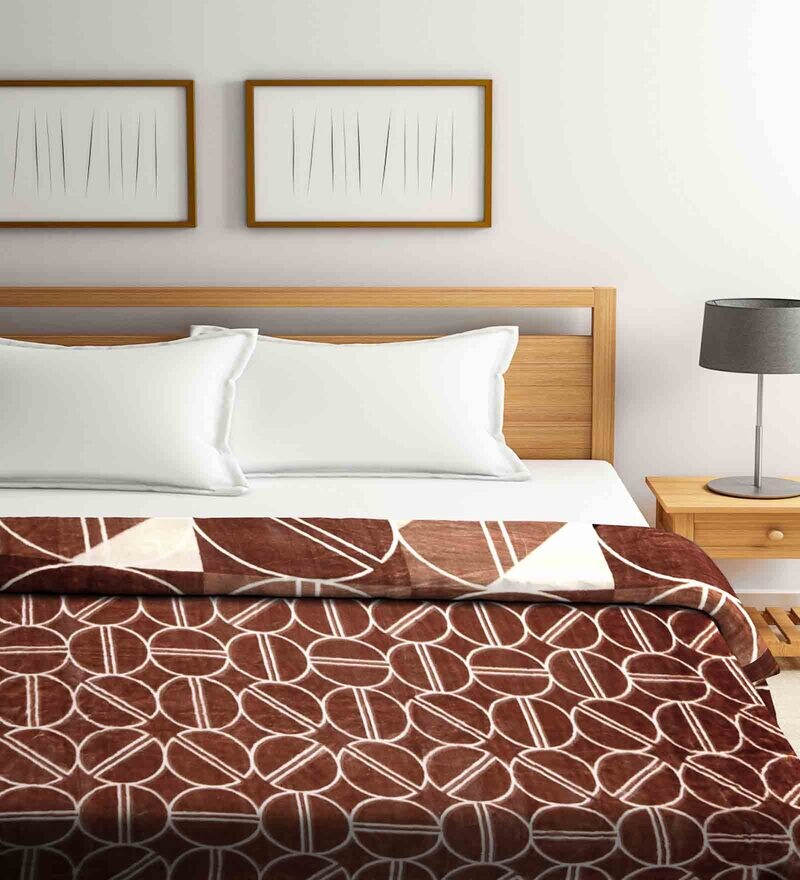 Buy Multicolor Wool Geometric 850 GSM Double Bed Blanket by Klotthe