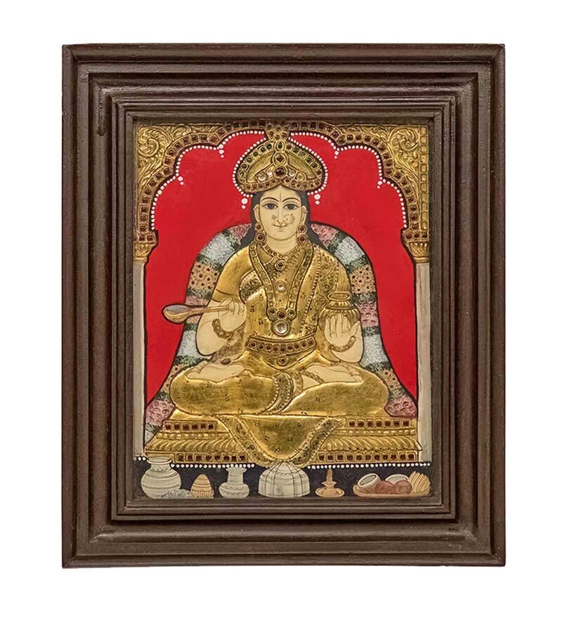 Buy Multicolour 24k Gold Plated Annapoorni Framed Tanjore Painting by