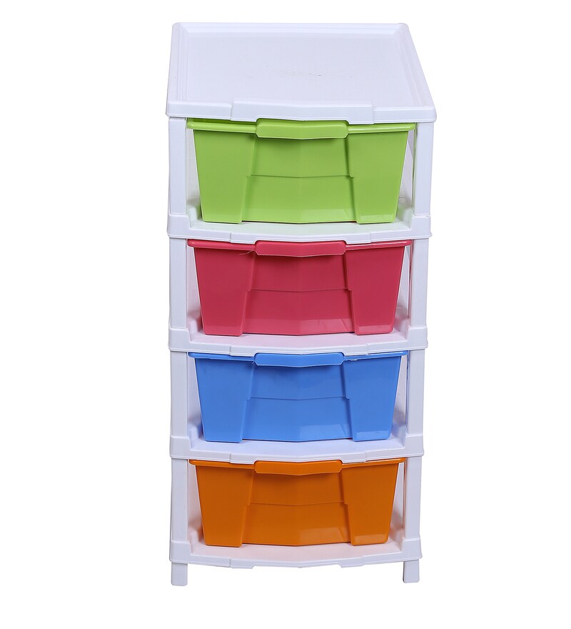 Buy Multicolour 4 Tier Plastic Drawers by SGS Industries Online