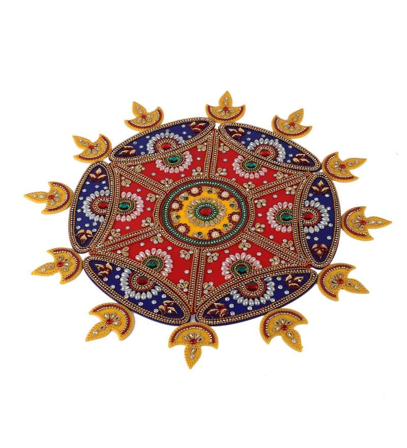Buy Multicolour Acrylic 12 Diya Rangoli by Itiha Online Rangolis