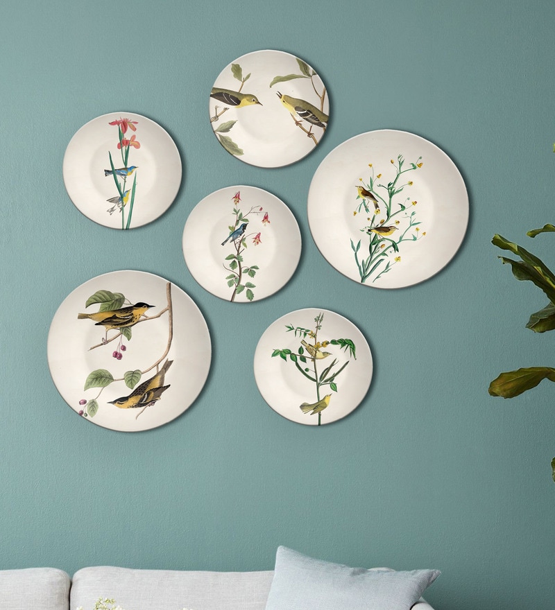 Buy Multicolour Ceramic Indian Birds Set Of 8 & 10 Inch Decorative Wall