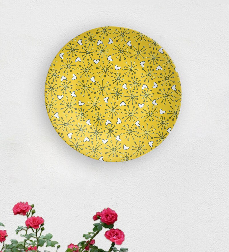 Buy Yellow Ceramic Jaune Heart Decorative Wall Plate By Quirk India