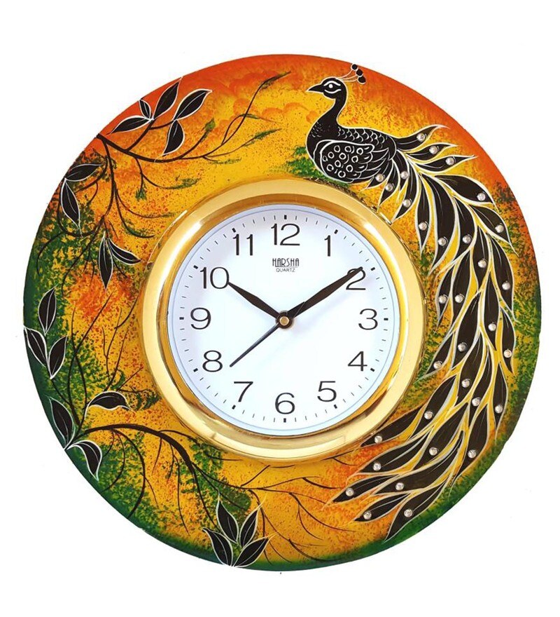 Buy Multicolor Engineered Wood Analog Wall Clock by Art Of Jodhpur