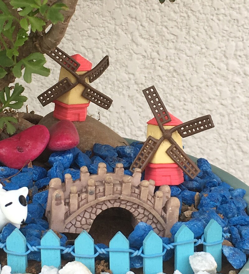 Buy Multicolour Plastic Miniature Garden Toy Windmill Showpiece Set