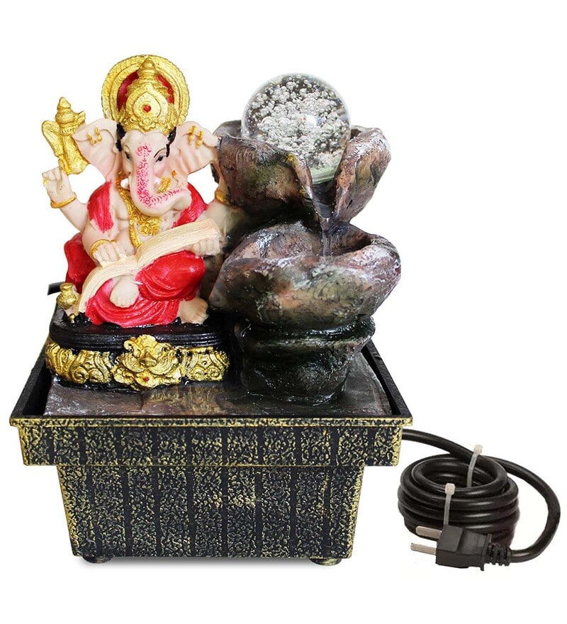 Buy Multicolour Polyresin Ganesha Ganpati Statue Indoor Water Fountain