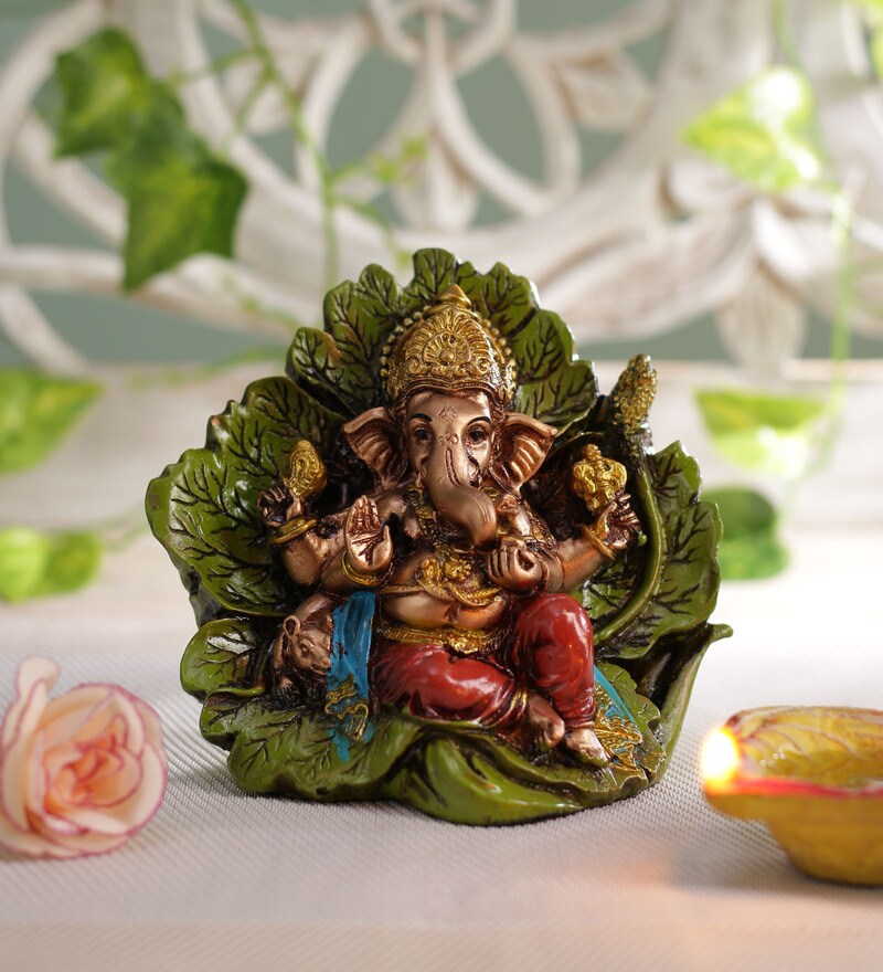 Buy Multicolour Polyresine Car Dashboard Ganesh Idol by Ethnic Karigari