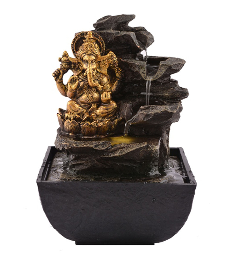 Buy Multicolour Polystone Premium Lord Ganesha Indoor Water Fountain By