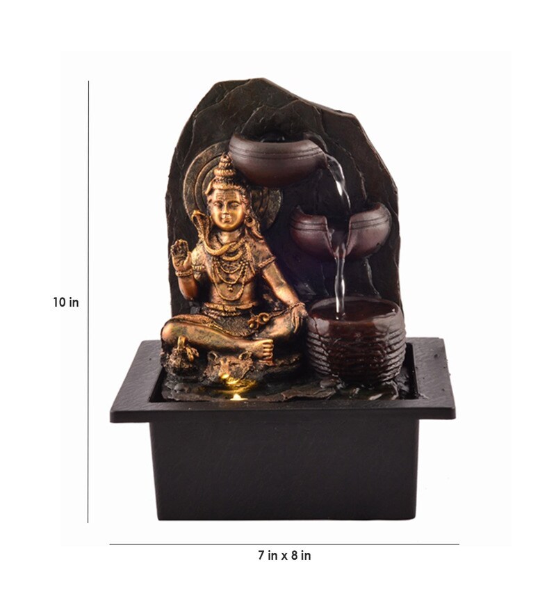 Buy Multicolour Polystone Premium Lord Shiva Indoor Water Fountain By ...