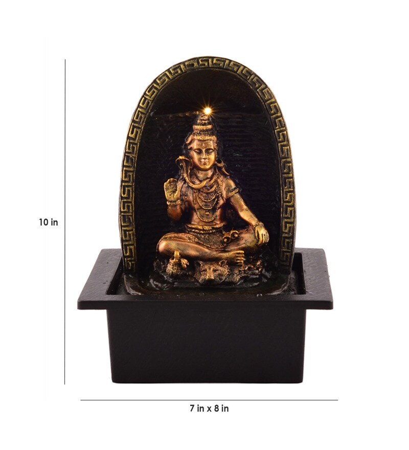 Buy Multicolour Polystone Premium Lord Shiva Indoor Water Fountain By