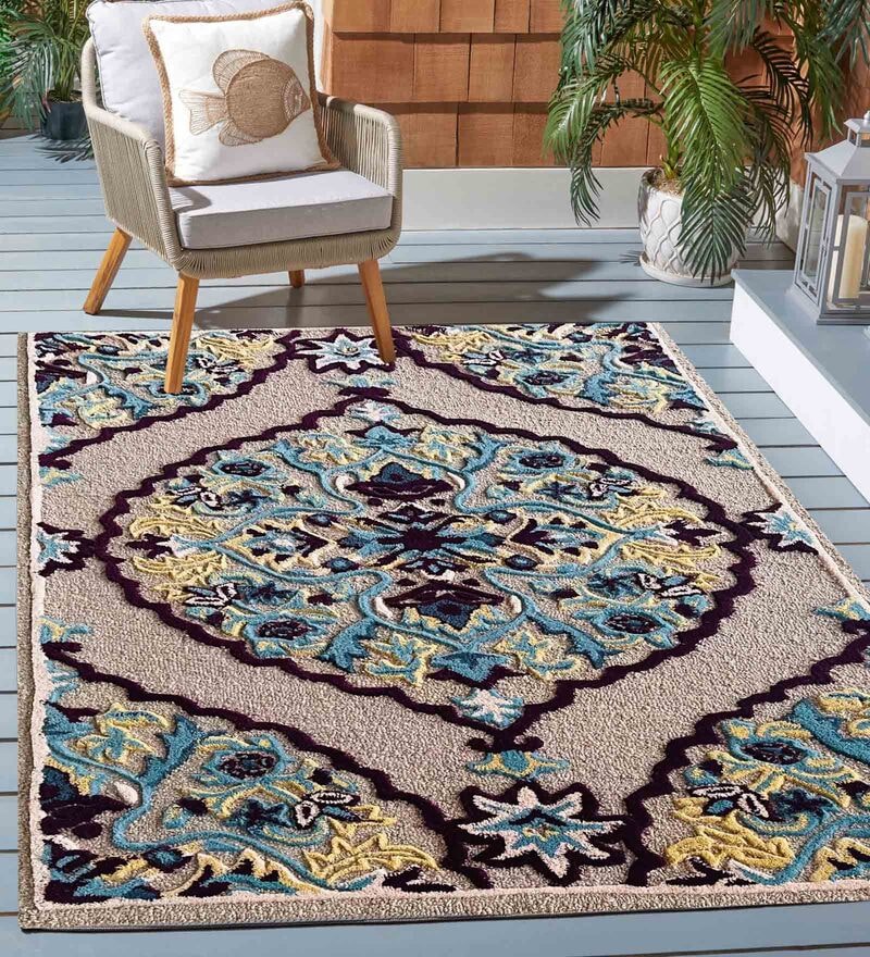 Buy Multicolour Wool Persian 4 x 6 Feet Hand Tufted Carpet By Numan