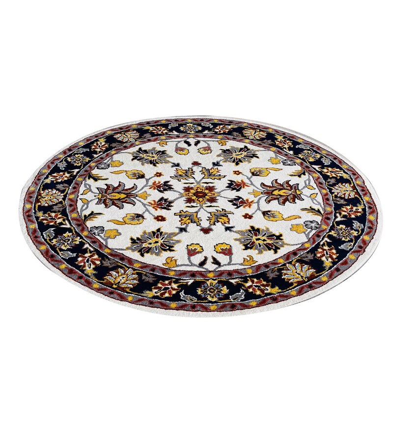 Buy Multicolour Wool Persian 6 x 6 Feet Hand Tufted Carpet By Numan