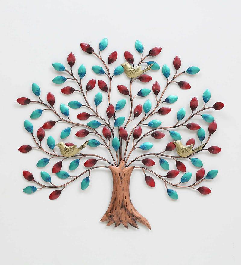 Buy Wrought Iron Decorative Tree Wall Art In Blue By Godeccor Online