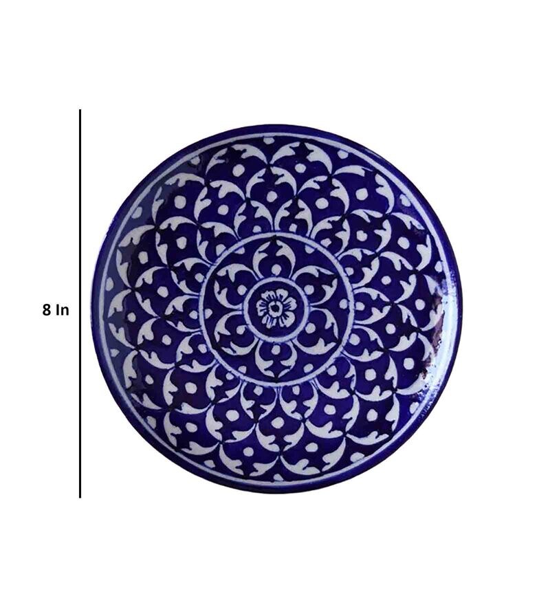 Buy Multicoloured Blue Pottery Ceramic Wall Plate By Yellow Verandah