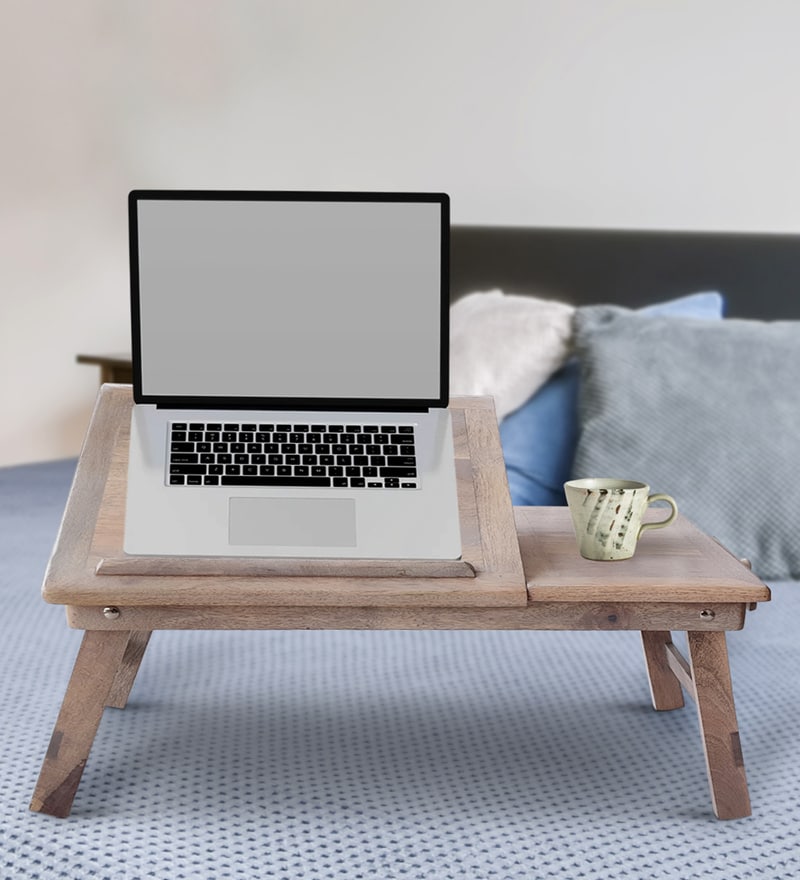 Buy Multipurpose Foldable Laptop Table in White Finish by Badiwal