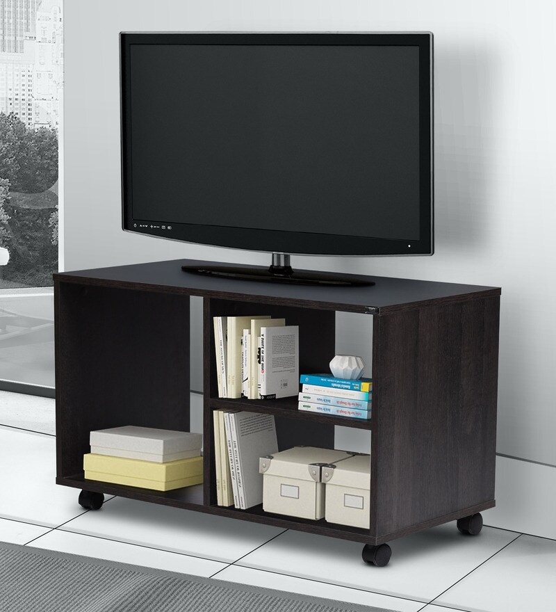 Buy Muo TV Shelf on Castors in Charcoal Oak Finish by TADesign Online TV Shelves