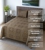 Mud Brown Floral 400 TC Cotton Queen Size Bedsheet with 2 Pillow covers Essential Series Collection