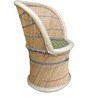 Ethnic Wicker Patio Chair in Beige & Multi Colour