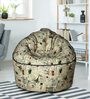 Muddha Canvas Fabric Bean Bag With Beans in Stamp Print Colour