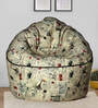 Muddha Canvas Fabric Bean Bag With Beans in Stamp Print Colour
