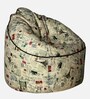 Muddha Canvas Fabric Bean Bag With Beans in Stamp Print Colour