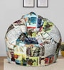 Muddha Canvas Fabric Bean Bag With Beans in Travel Print Colour