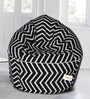 Zig Zag Print Muddha XXXL Bean Bag with Beans in Black & White Colour