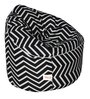 Zig Zag Print Muddha XXXL Bean Bag with Beans in Black & White Colour