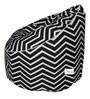 Zig Zag Print Muddha XXXL Bean Bag with Beans in Black & White Colour