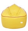 Muddha XXXL Leatherette Bean Bag with Beans in Yellow with Red Piping Colour
