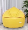 Muddha XXXL Leatherette Bean Bag with Beans in Yellow with Red Piping Colour