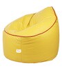 Muddha XXXL Leatherette Bean Bag with Beans in Yellow with Red Piping Colour