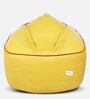 Muddha XXXL Leatherette Bean Bag with Beans in Yellow with Red Piping Colour