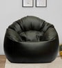 Muddha XXXL Leatherette Bean Bag with Beans in Black Colour