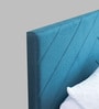 Mudra  Queen Size Upholstered Bed In Blue Colour & White Colour With Box Storage
