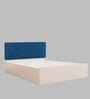 Mudra  Queen Size Upholstered Bed In Blue Colour & White Colour With Box Storage