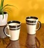 Polka Black and Off-White 180 ml Ceramic (Set of 2) Tea Cups