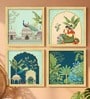 Mughal Garden Peacock Set of 4 Framed Posters