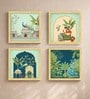 Mughal Garden Peacock Set of 4 Framed Posters