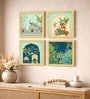Mughal Garden Peacock Set of 4 Framed Posters