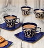 Mughal 150ml Blue & White Ceramic (Set of 12) Tea Cup & Saucer Set