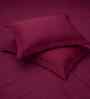 Mulberry Red Solid 300 TC Pure Cotton King Fitted Bedsheet with 2 Pillow Covers