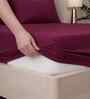 Mulberry Red Solid 300 TC Pure Cotton King Fitted Bedsheet with 2 Pillow Covers