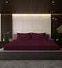 Mulberry Red Solid 500 TC Pure Cotton King Fitted Bedsheet with 2 Pillow Covers