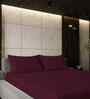 Mulberry Red Solid 500 TC Pure Cotton King Fitted Bedsheet with 2 Pillow Covers