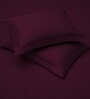 Mulberry Red Stripe 300 TC Pure Cotton King Fitted Bedsheet with 2 Pillow Covers