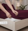 Mulberry Red Stripe 300 TC Pure Cotton King Fitted Bedsheet with 2 Pillow Covers