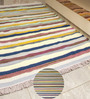 Mutlicolor Stripes Wool Hand Woven Carpet