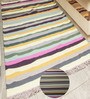Mutlicolor Stripes Wool Hand Woven Carpet
