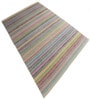 Mutlicolor Stripes Wool 8X5 Feet Hand Woven Carpet