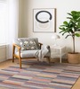 Mutlicolor Stripes Wool 8X5 Feet Hand Woven Carpet